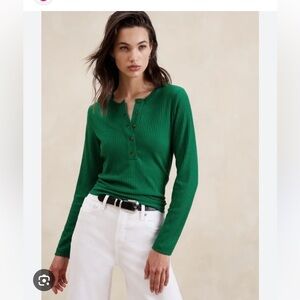 Banana Republic Sheer Ladder Ribbed Henley